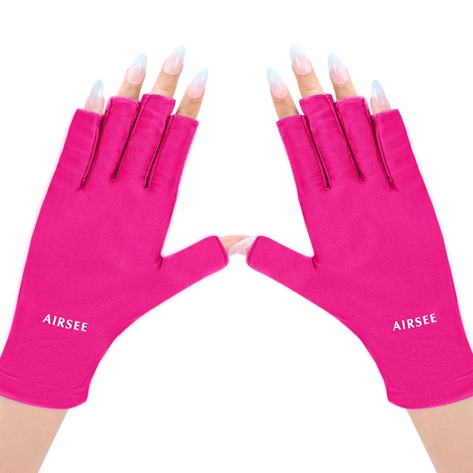 AIRSEE Fingerless UPF50+ UV Protection Gloves for Nail Lamp - Rose Red - main product image