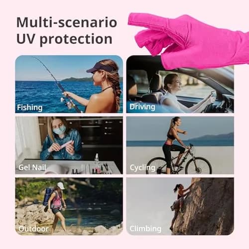 AIRSEE UPF50+ UV Protection Gloves for Nail Lamp, Fingerless, Rose Red | Blocks 99% UV Rays thumbnail 6