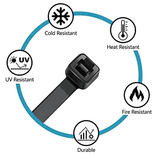 ANOSON Black Zip Ties Assorted Sizes 4"+6"+8"+12" | UV Resistant Nylon, 400 Pack, Indoor & Outdoor Use thumbnail 5