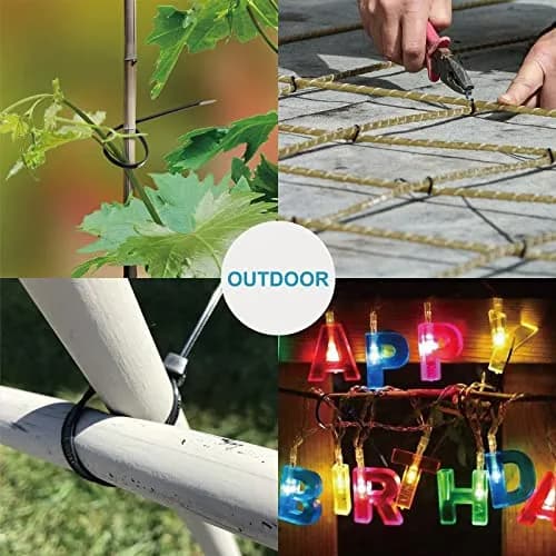 ANOSON Black Zip Ties Assorted Sizes 4"+6"+8"+12" | UV Resistant Nylon, 400 Pack, Indoor & Outdoor Use thumbnail 6