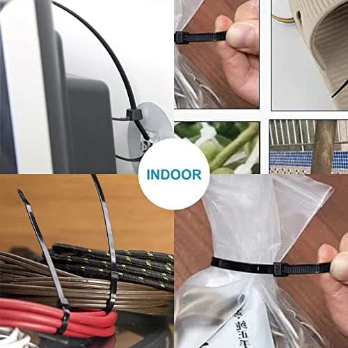 ANOSON Black Zip Ties Assorted Sizes 4"+6"+8"+12" | UV Resistant Nylon, 400 Pack, Indoor & Outdoor Use thumbnail 7