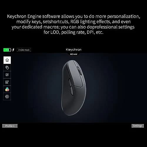 Keychron M3 Mini Wireless Optical Mouse | Bluetooth 5.1/2.4 GHz/Wired, 26,000 DPI, Lightweight, Ergonomic for Windows Mac Linux thumbnail 2