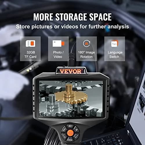 VEVOR Triple Lens Inspection Camera with Light, 5" IPS Screen, 16.5ft Cable, 1080P HD, 8X Zoom, Waterproof IP67, Automotive & Plumbing Use thumbnail 8
