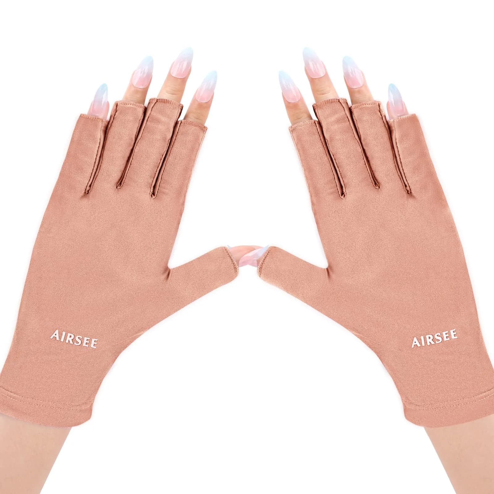 AIRSEE UPF50+ UV Protection Gloves for Nail Lamp | Fingerless, White, Nylon/Lycra