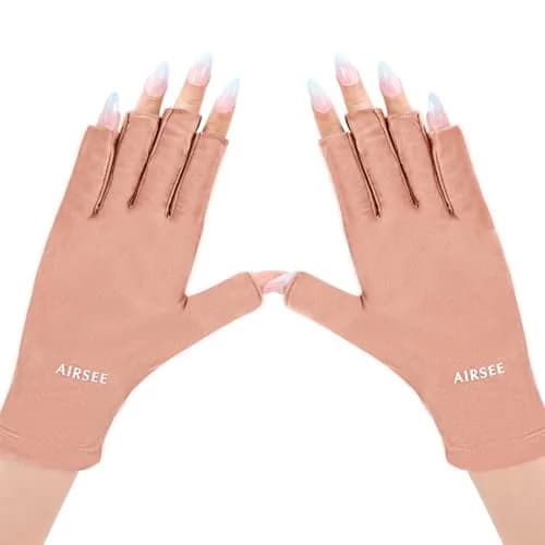 AIRSEE Anti UV Gloves for Nail Lamp, UPF50+ Pink Fingerless Gloves | Blocks 99% UV Rays thumbnail 1