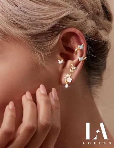 LOLIAS 16 Gauge Flat Back Cartilage Earrings for Women Hypoallergenic Stud | 9 Pcs Stainless Steel Varieties thumbnail 4