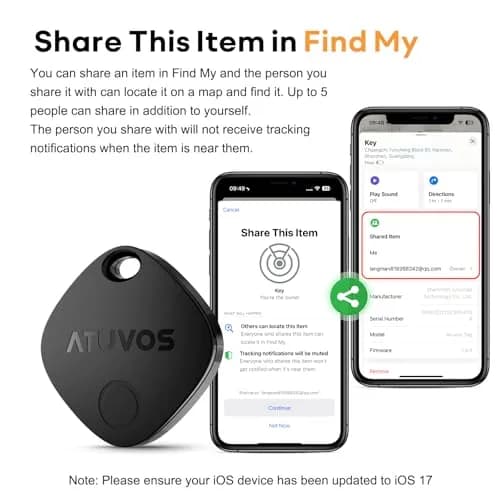 ATUVOS Air Tracker Tag-1 Pack for iOS | Bluetooth Luggage & Keys Finder, Replaceable Battery, IP67 Water-Resistant thumbnail 7