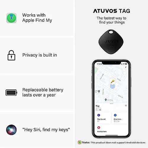 ATUVOS Air Tracker Tag-1 Pack for iOS | Bluetooth Luggage & Keys Finder, Replaceable Battery, IP67 Water-Resistant thumbnail 8