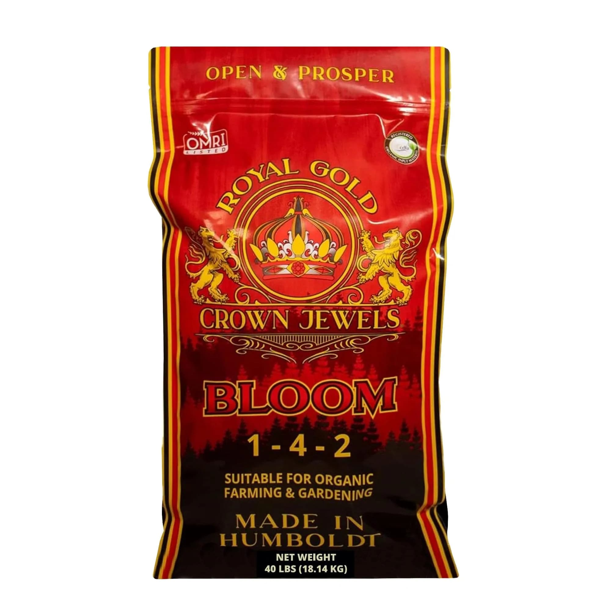 Royal Gold Crown Jewels Organic Bloom 1-4-2 Fertilizer 40 lbs | Promotes Vigorous Blossoms & Plant Growth