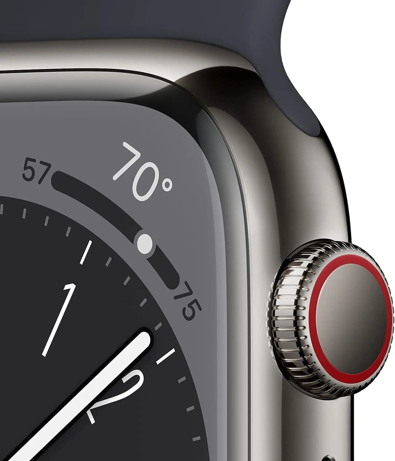 Apple Watch Series 8 GPS Cellular 45mm Smartwatch Graphite Stainless Steel Case Midnight Sport Band | Health Fitness Sleep Tracking - view 4