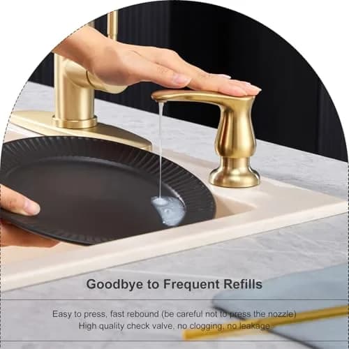 GAGALIFE Kitchen Sink Soap Dispenser Brushed Gold | Built-In, Durable & Stylish (70-120 chars) thumbnail 5