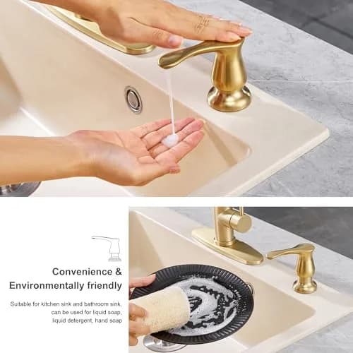 GAGALIFE Kitchen Sink Soap Dispenser Brushed Gold | Built-In, Durable & Stylish (70-120 chars) thumbnail 7
