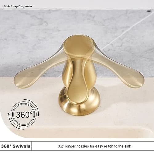 GAGALIFE Kitchen Sink Soap Dispenser Brushed Gold | Built-In, Durable & Stylish (70-120 chars) thumbnail 4