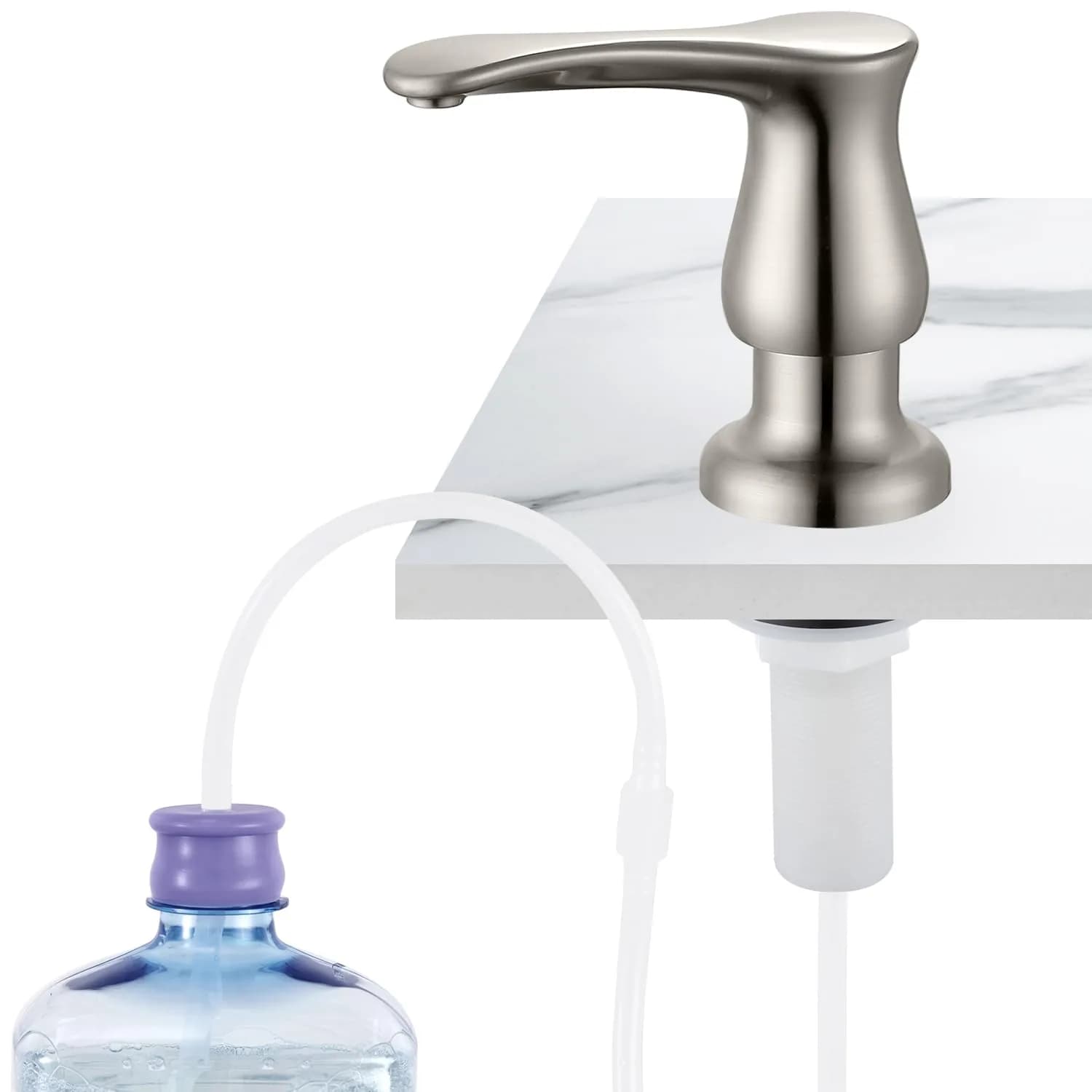 GAGALIFE Kitchen Sink Soap Dispenser Brushed Nickel with 40" Extension Tube | Under Sink Refillable Pump for Kitchen Countertops