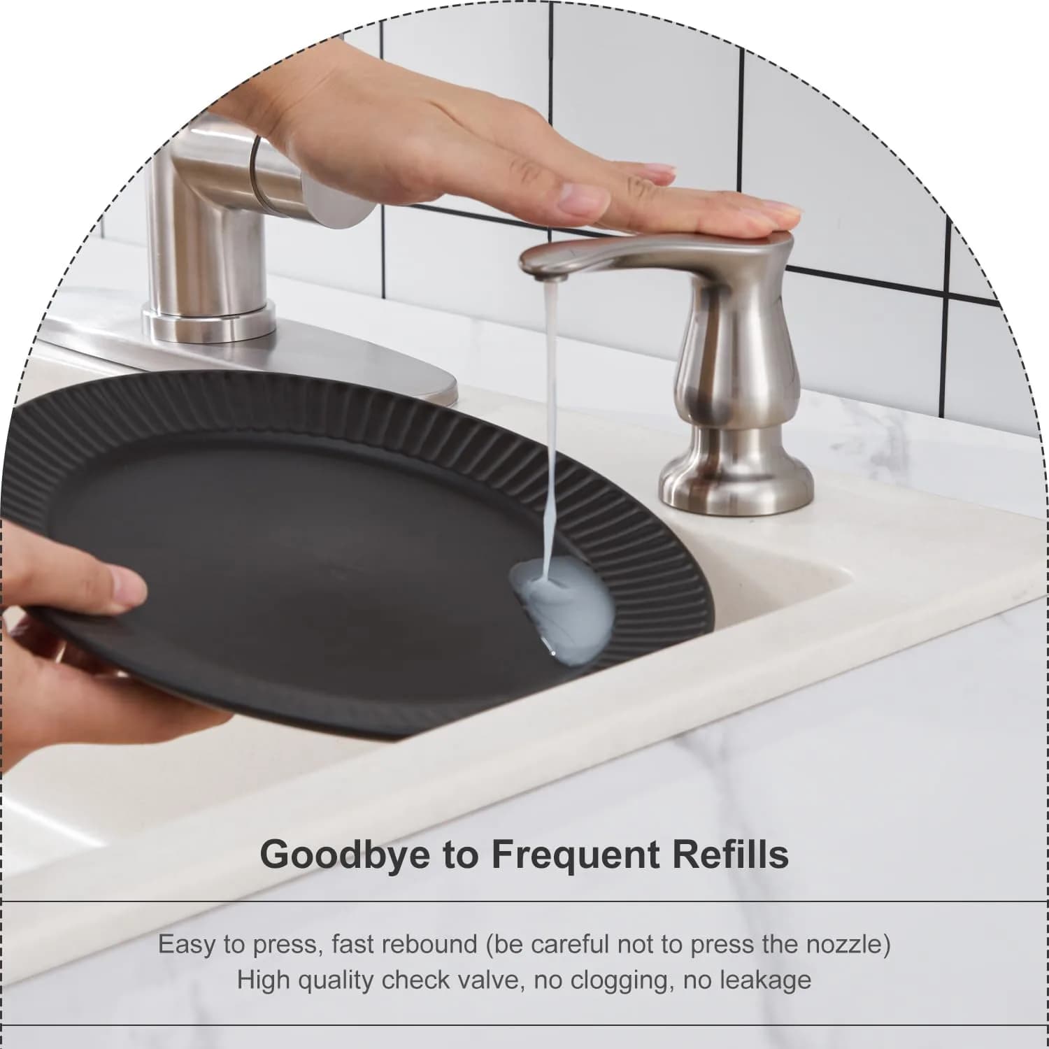 GAGALIFE Kitchen Sink Soap Dispenser Brushed Nickel with 40" Extension Tube | Under Sink Refillable Pump for Kitchen Countertops - view 5