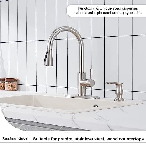 GAGALIFE Kitchen Sink Soap Dispenser Brushed Nickel with 40" Extension Tube | Under Sink Refillable Pump for Kitchen Countertops thumbnail 3