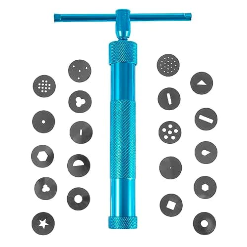 YAMHOHO Blue Stainless Steel Clay Extruder Tool Set with 20 Discs | 16.5 cm (6.5 in) Length thumbnail 1