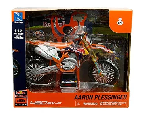 NewRay Motorcycles 1:12 Compatible with KTM 450 SX-F Red Bull KTM #7 Aaron Plessinger | Die-cast Replica, 42cm, Red thumbnail 2