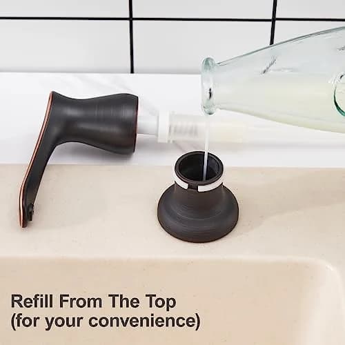 GAGALIFE Built-In Kitchen Sink Soap Dispenser with 500ml (17 OZ) Bottle - Oil Rubbed Bronze Finish | Easy Refill Top-Pump for Kitchens thumbnail 5
