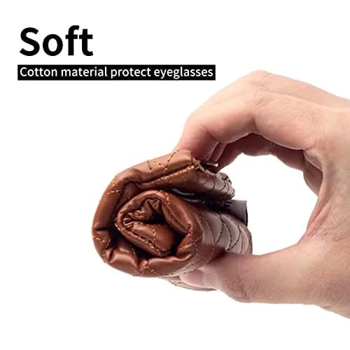 Face Shadow Double Glasses Case Soft Eyeglass Case for Women & Men | PU Leather with Stitched Cleaning Cloth thumbnail 5
