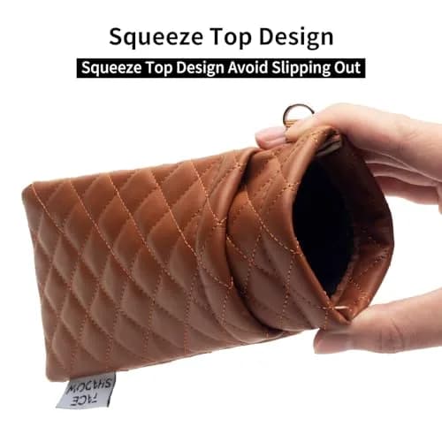 Face Shadow Double Glasses Case Soft Eyeglass Case for Women & Men | PU Leather with Stitched Cleaning Cloth thumbnail 2