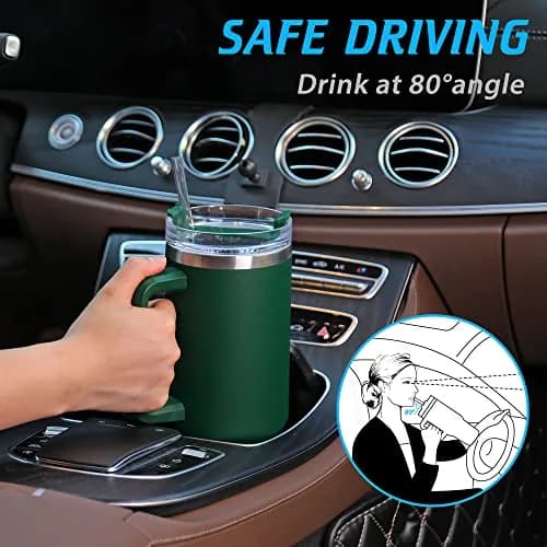 TaroKitc 40 oz Insulated Tumbler with Handle | Stainless Steel Travel Mug Keeps Cold 34H thumbnail 2
