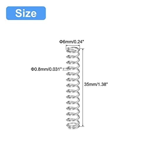uxcell Compression Spring 5Pcs 304 Stainless Steel 6mm OD 0.8mm Wire 35mm Length | High Elasticity & Corrosion Resistance thumbnail 2