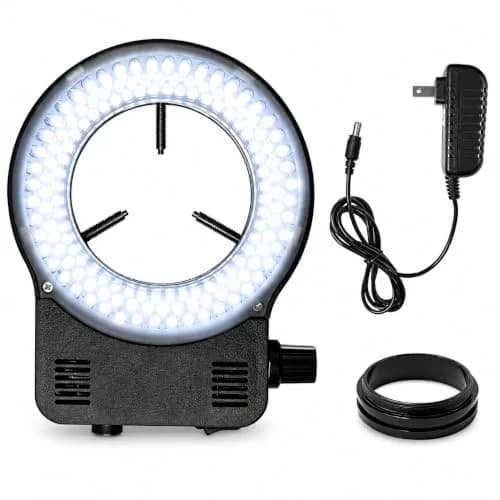 Gringoo 144 LED Ring Light Illuminator for Stereo Microscopes, White Adjustable Ring Light Lamp with 48mm Adapter Ring | Bright Shadow-Free Illumination thumbnail 1