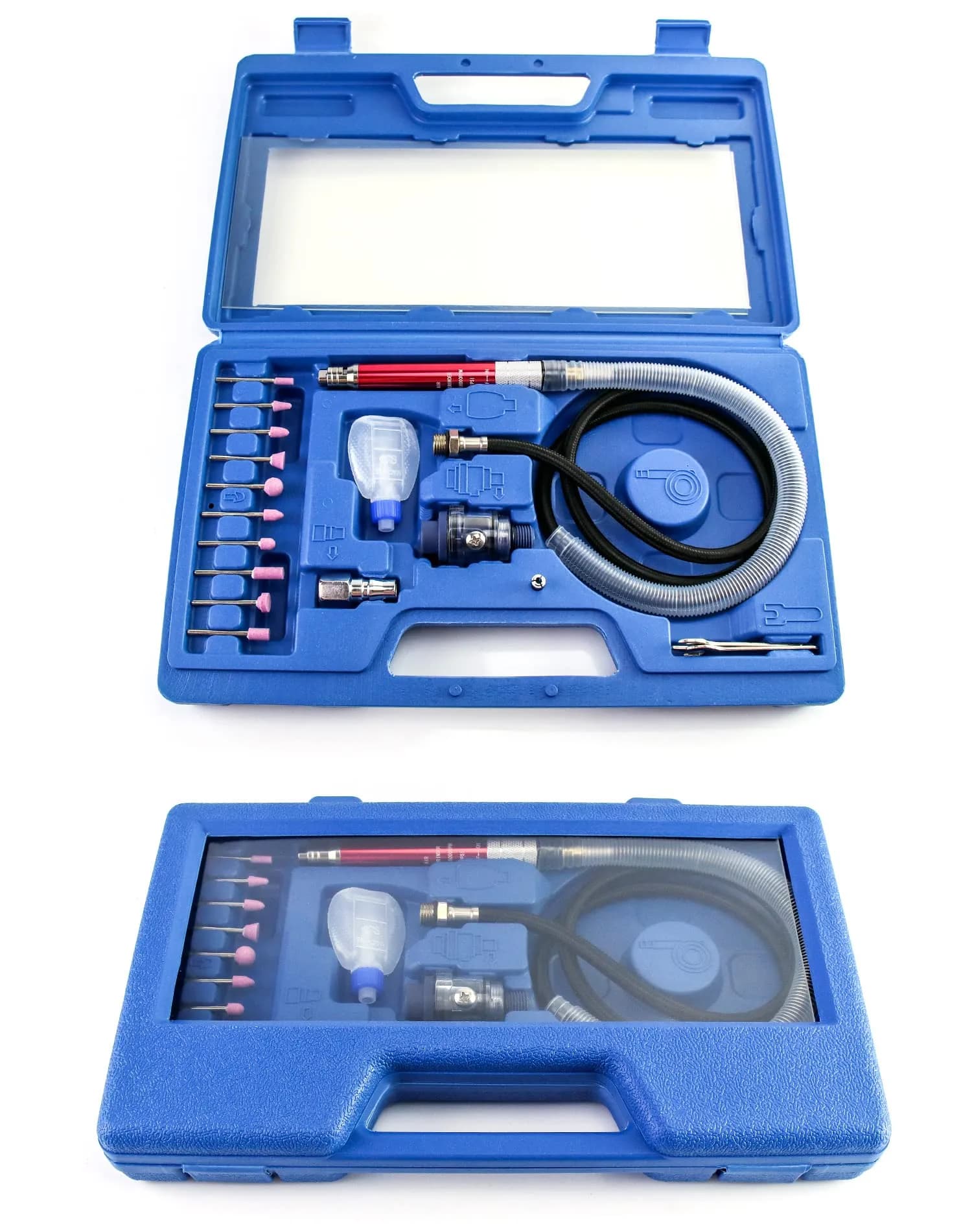 QWORK Air Micro Grinder 2 Set 1/8" Mini Pencil Polishing Cutting Tool Pneumatic Die Grinder 65000 RPM