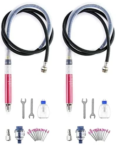 QWORK Air Micro Grinder 2 Set 1/8" Mini Pencil Polishing Cutting Tool Pneumatic Die Grinder 65000 RPM thumbnail 7
