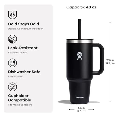 Hydro Flask 40 Oz Travel Tumbler with Handle, Lid and Straw | 1183ml (40 Fl Oz) Indigo Blue thumbnail 5