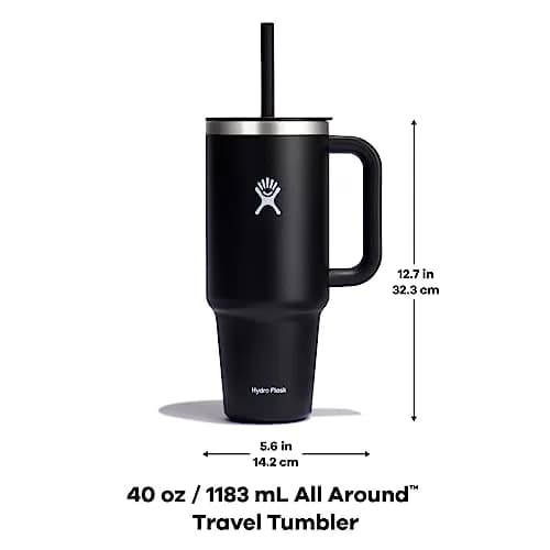 Hydro Flask Travel Tumbler with Handle, Lid and Straw - Insulated Stainless Steel 1183ml (40 Oz) Trillium | Keeps Drinks Cold for Hours thumbnail 5