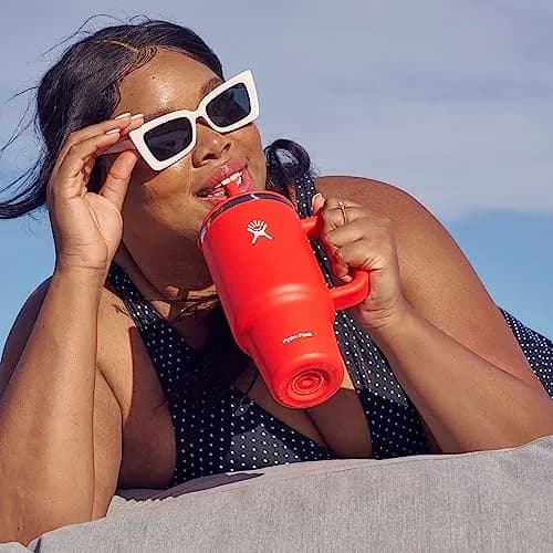 Hydro Flask Travel Tumbler with Handle, Lid and Straw - Insulated Stainless Steel 1183ml (40 Oz) Trillium | Keeps Drinks Cold for Hours thumbnail 9