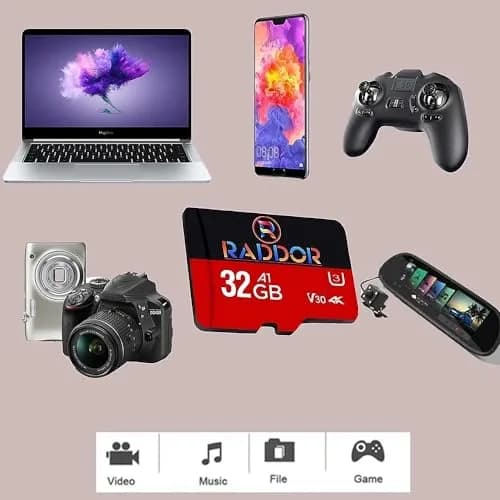 R Raddor Memory Card 32GB 5Pack | 4K Ultra HD, U3, V30, Class10, Lightning Fast 95MB/s thumbnail 5