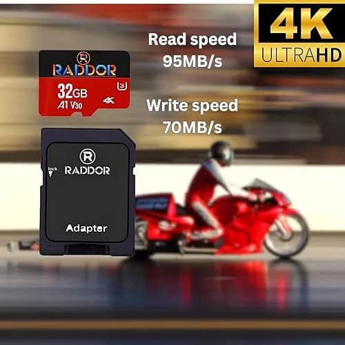 R Raddor Memory Card 32GB 5Pack | 4K Ultra HD, U3, V30, Class10, Lightning Fast 95MB/s thumbnail 2