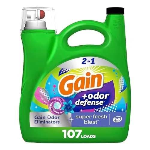 Gain Odor Defense Liquid Laundry Detergent Super Fresh Blast Scent 2600ml (88 fl oz) | Long-Lasting Scent Laundry Detergent — Super Fresh Blast / 154 Fl Oz