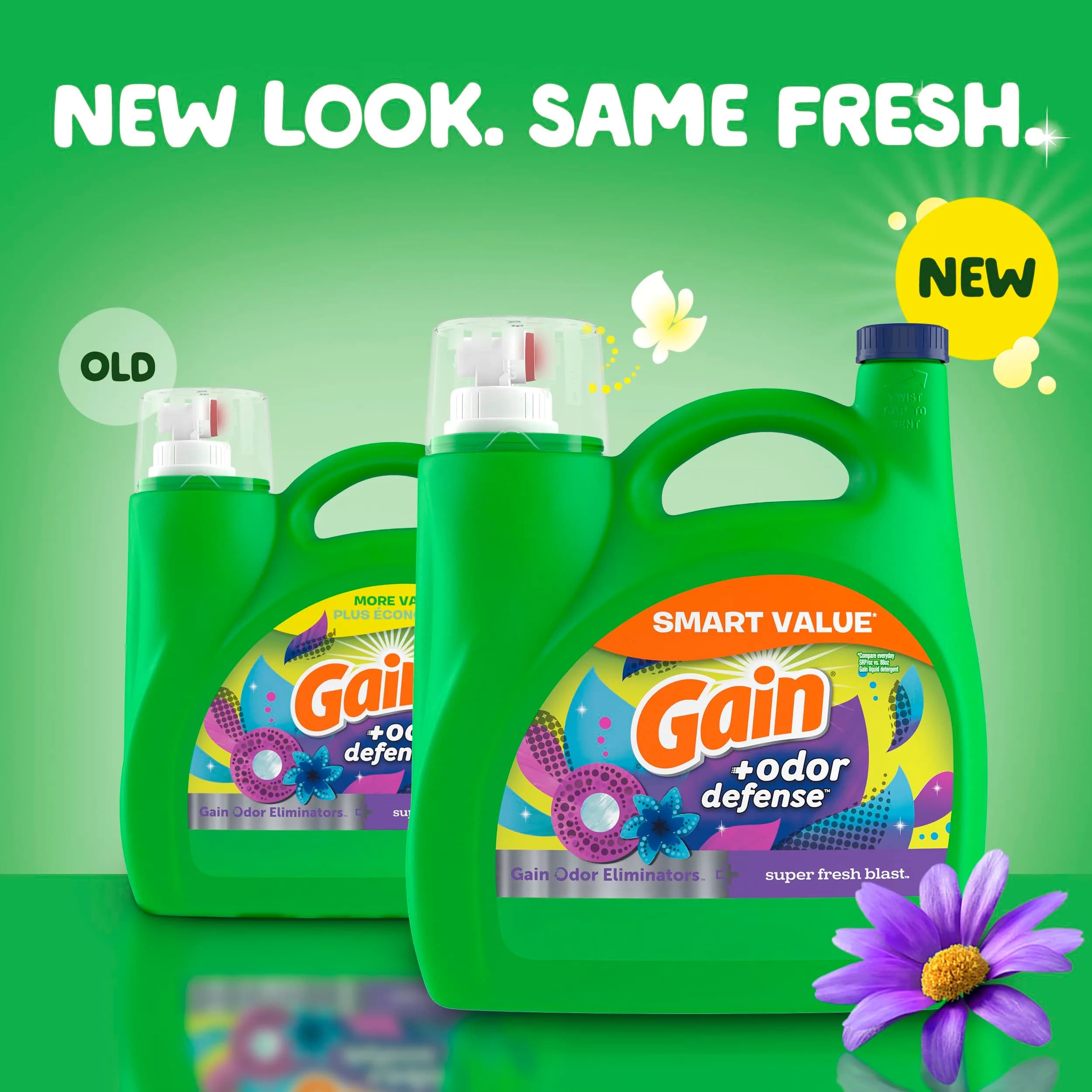 Gain Odor Defense Laundry Detergent, Super Fresh Blast Scent, 154 Fl Oz (Pack of 1) | Long-Lasting Fragrance - view 2