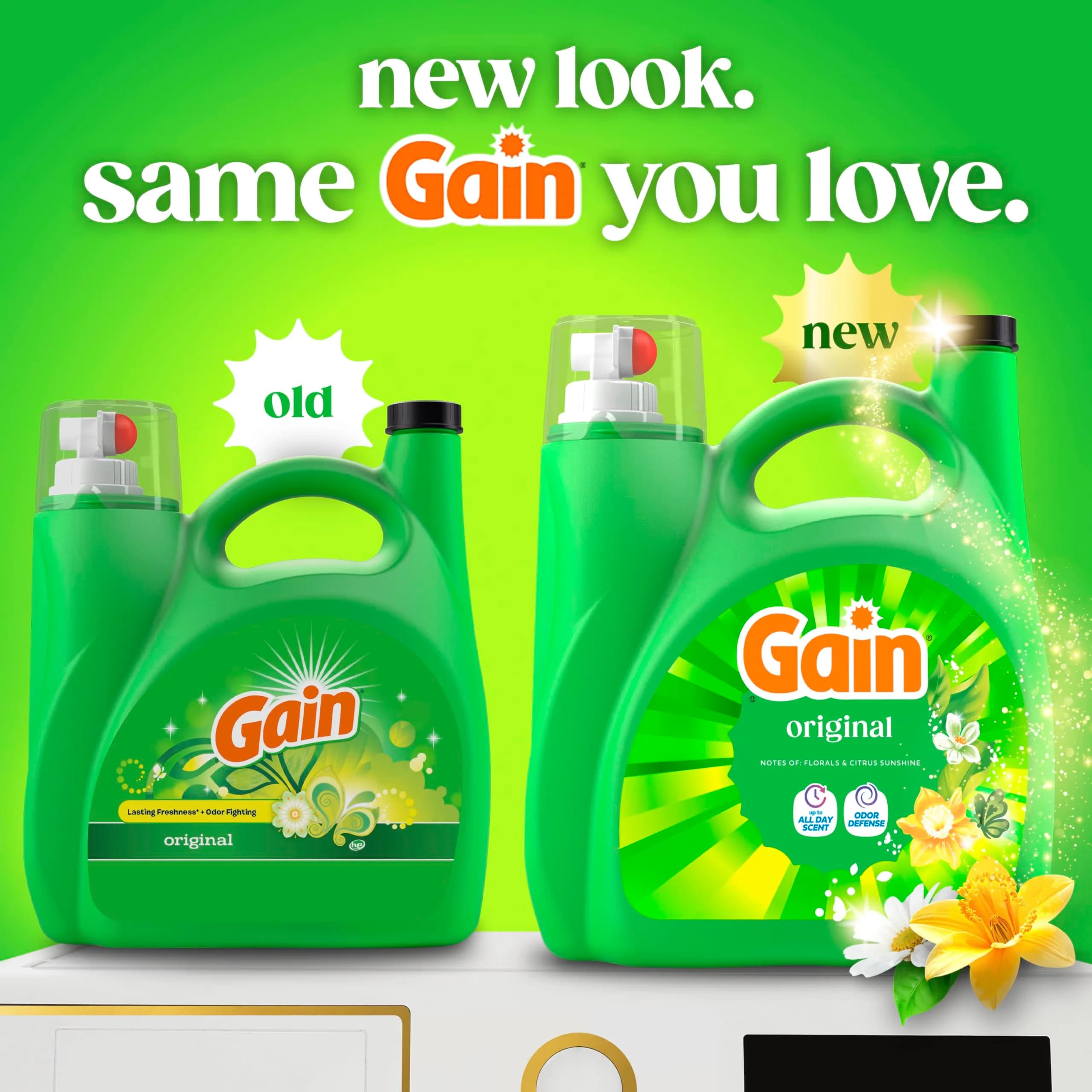 Gain Liquid Laundry Detergent, Odor Defense, Original Scent, 132 Fl Oz Value Pack | Concentrated Formula - view 2