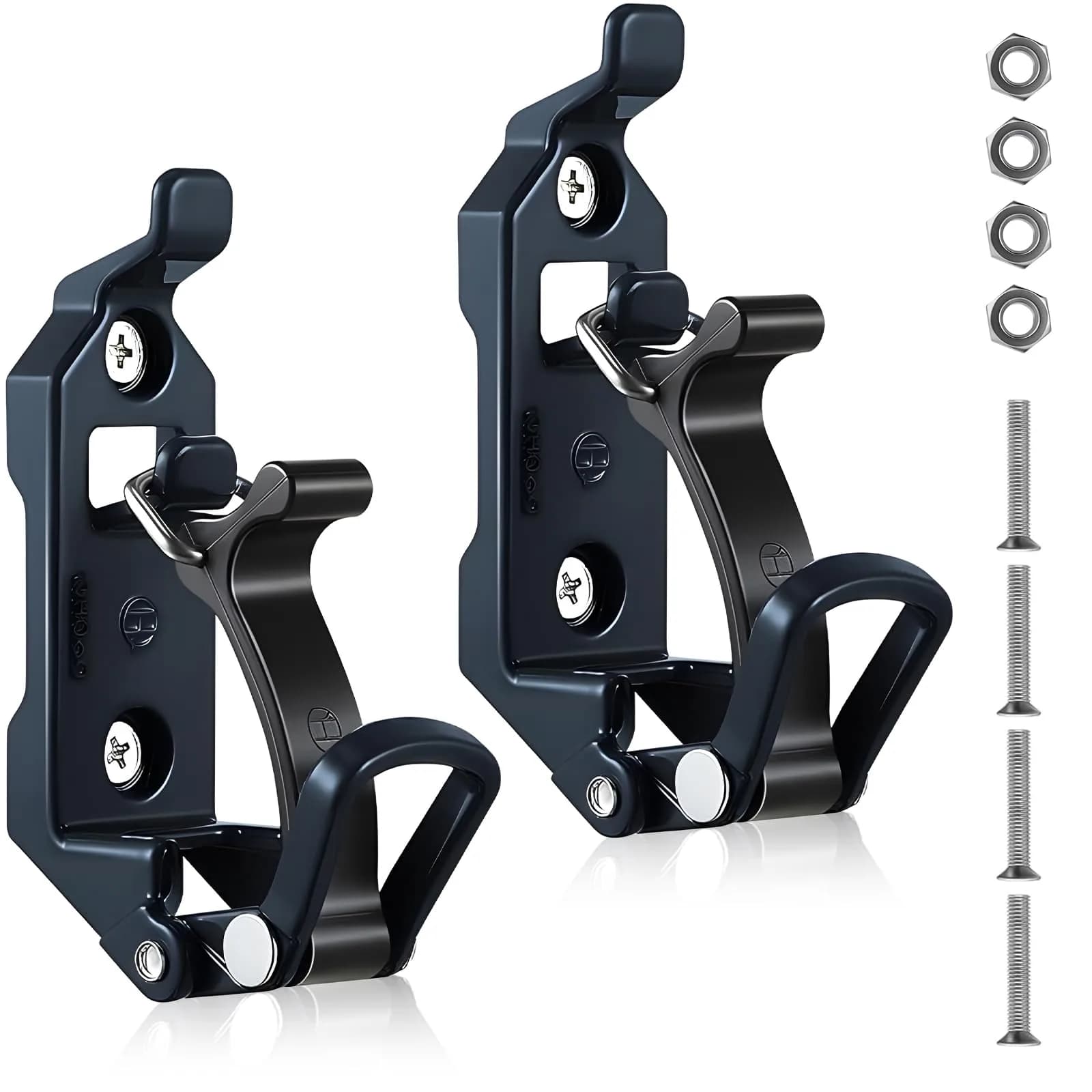 Gulfmew Heavy Duty Metal Shovel Holder for Truck, 2 Pcs Mount with Rubber Grip | 2.56 x 1.27 in (6.5 x 3.2 cm) Base, 0.67-1.57 in (1.7-4.0 cm) Tool Diameter - main product image