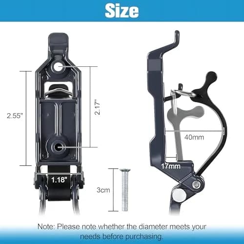 Gulfmew Heavy Duty Metal Shovel Holder for Truck, 2 Pcs Mount with Rubber Grip | 2.56 x 1.27 in (6.5 x 3.2 cm) Base, 0.67-1.57 in (1.7-4.0 cm) Tool Diameter thumbnail 4