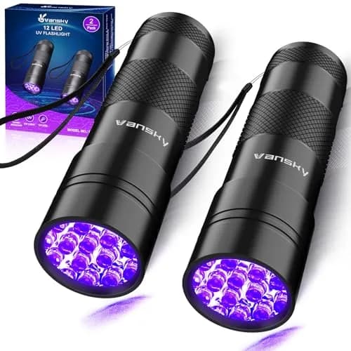 Vansky Black 2 Pack Tool | UV Pet Urine & Stain Detector, 395nm, 12 LED, Waterproof Aluminum Alloy, 5+ Hours Runtime thumbnail 1