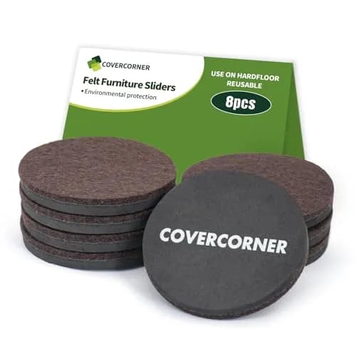 COVERCORNER Felt Furniture Sliders for Hardwood Floors 8 PCS, 3 1/2" (8.9 cm) | Easy Furniture Moving & Floor Protection thumbnail 1