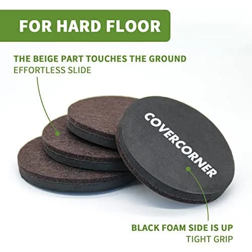 COVERCORNER Felt Furniture Sliders for Hardwood Floors 8 PCS, 3 1/2" (8.9 cm) | Easy Furniture Moving & Floor Protection thumbnail 3