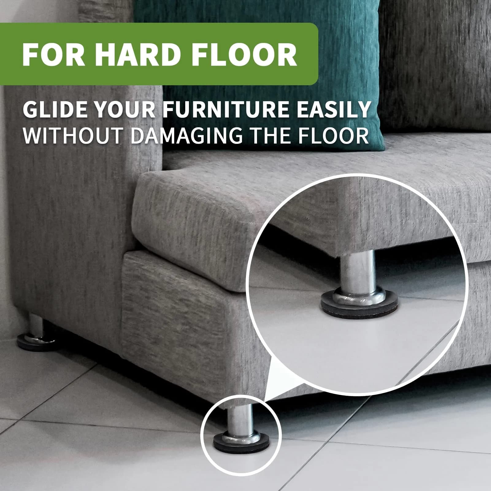 COVERCORNER Felt Furniture Sliders for Hardwood Floors 8 PCS, 3 1/2" (8.9 cm) | Easy Furniture Moving & Floor Protection - view 4