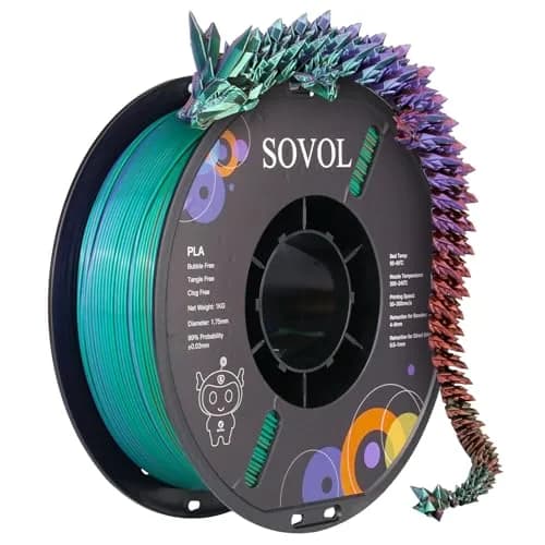 Sovol 3D Printer PLA Filament Silk Tricolor 1.75mm 1kg | Multicolor Silk with US Raw Material thumbnail 1
