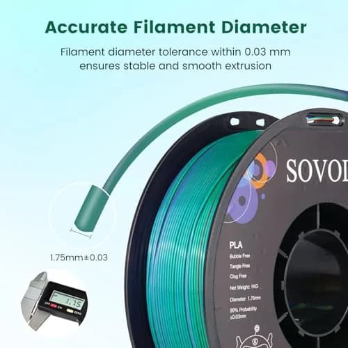 Sovol 3D Printer PLA Filament Silk Tricolor 1.75mm 1kg | Multicolor Silk with US Raw Material thumbnail 5