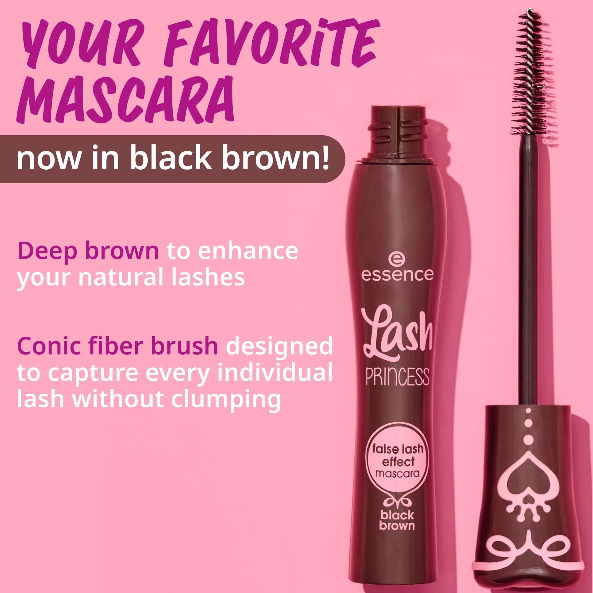 Essence Lash Princess False Lash Effect Mascara in Brown | Volumizing & Lengthening Mascara with Conic Fiber Brush | 0.4 Fl Oz - view 3