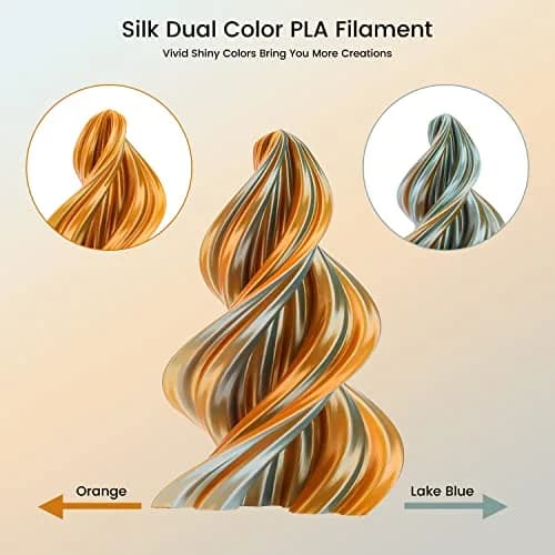 Sovol Dual Color Silk PLA Filament 1kg | Orange + Light Blue, Co-extruded, Easy to Print thumbnail 2