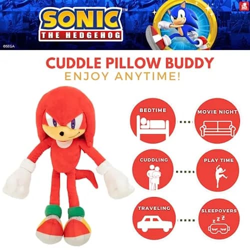 Franco Knuckles the Echidna Plush Cuddle Pillow Buddy 48cm (18.5") | Officially Licensed Sonic The Hedgehog Toy thumbnail 3