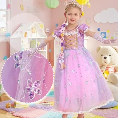 iTVTi Girls Purple Princess Cosplay Dress Costume,5-6 Years | Fairy Tale Role Play Outfit thumbnail 5